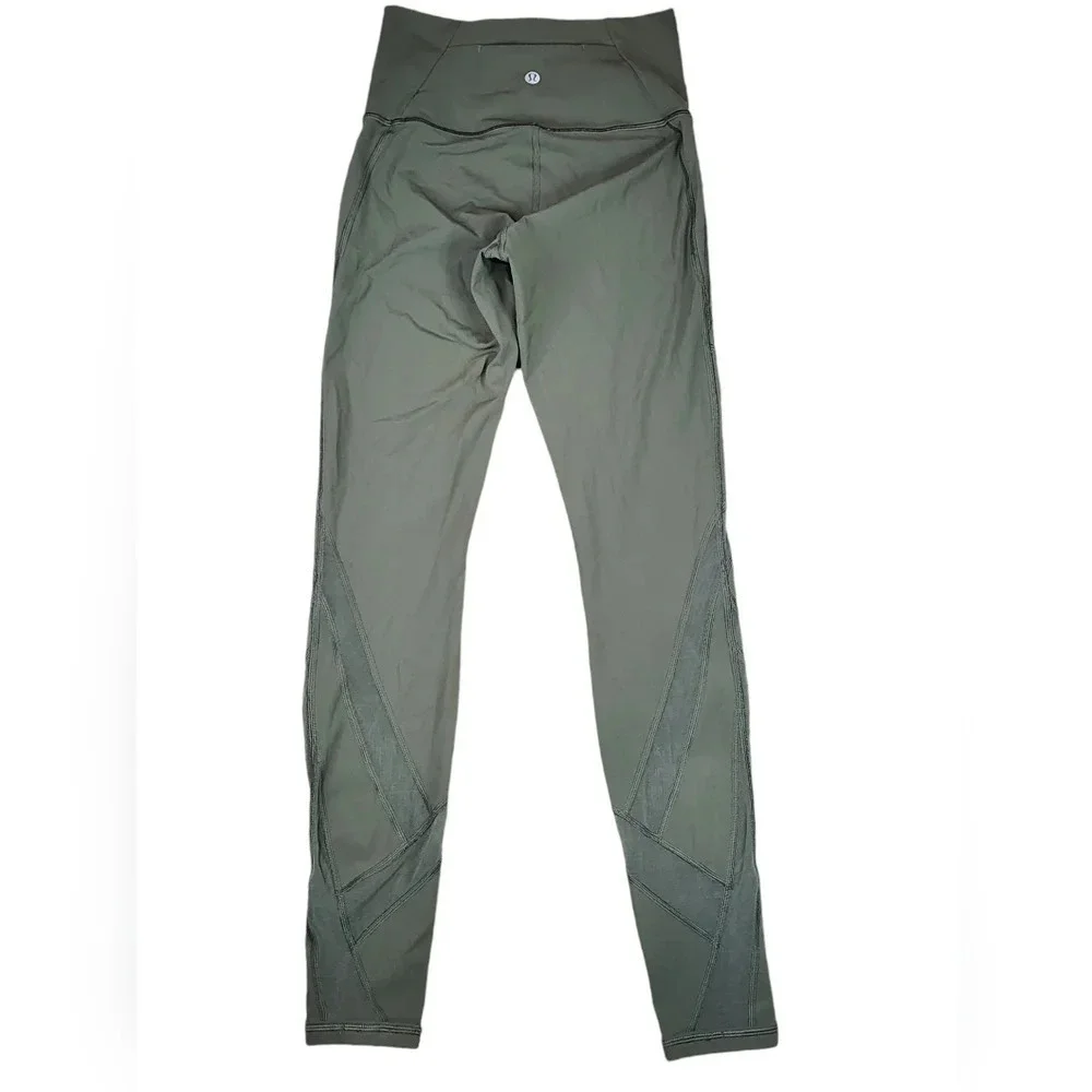 Lululemon Wunder Under High Rise Sage Green Mesh Leggings Size 4